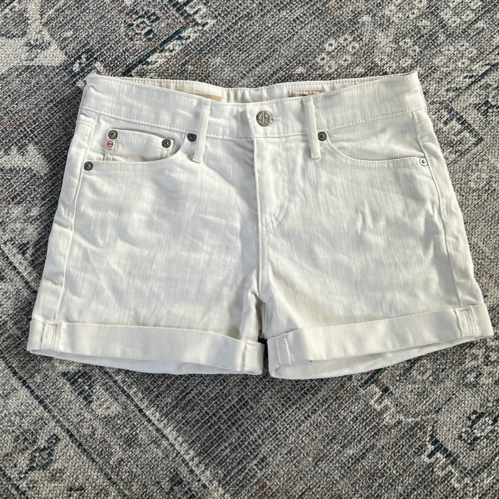 NWOT AG “The Hailey” white jean shorts. Med rise. No stains. Worn twice.
